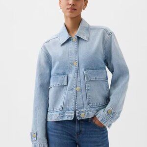 NWT Gap Denim Utility Shirt Jacket Light Indigo